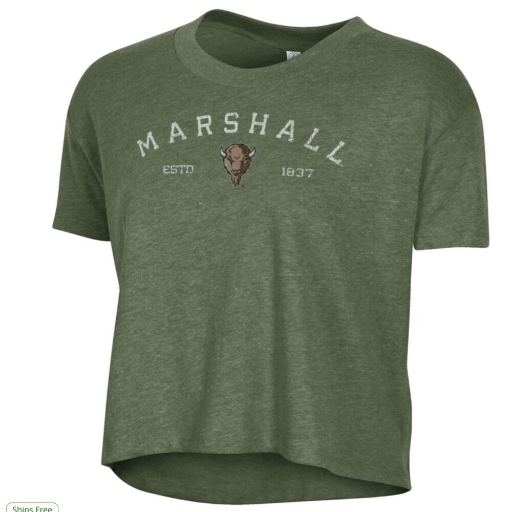 NWT Marshall Thundering Herd Women's Retro Jersey Cropped T-shirt (Medium)